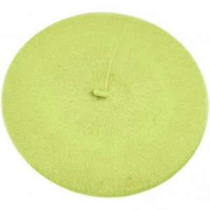 Berets Solid Color French Wool Beret - Lime - CP17XMOXMTI $10.17