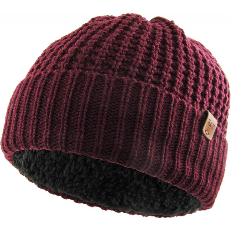 Skullies & Beanies Men Women Knit Winter Warmers Hat Daily Slouchy Hats Beanie Skull Cap - 3.02) Very Warm Burgundy - CC18GQX...