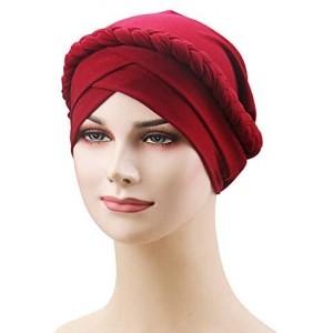 Skullies & Beanies Women's Twisted Braid Silky Turban Hats Cancer Chemo Skull Beanies Headwear Head Wrap Hair Loss Cover - Wi...