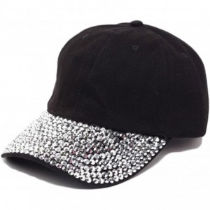 Baseball Caps Women Men Adjustable Rhinestone Studded Bling Tennis Baseball Cap Sun Cap Hat - Black - C612JCJVTAZ $15.31