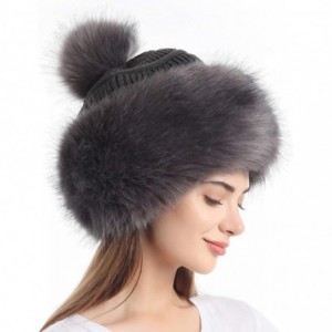Bomber Hats Women's Faux Fur Hat Russian Style Monglian Warm Soft Cossack Pompom Ski Hats for Winter - Dark Grey - CN18X24CMD...
