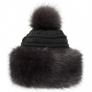 Bomber Hats Women's Faux Fur Hat Russian Style Monglian Warm Soft Cossack Pompom Ski Hats for Winter - Dark Grey - CN18X24CMD...
