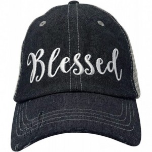 Baseball Caps Blessed Embroidered Baseball Hat Mesh Trucker Style Hat Cap Mothers Day Pregnancy Announcement Dark Grey - CV18...