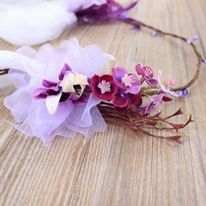 Headbands Flower Wreath Headband Crown Floral Garland Boho for Festival Wedding with Veil - J - CA197CN7W5L $13.18