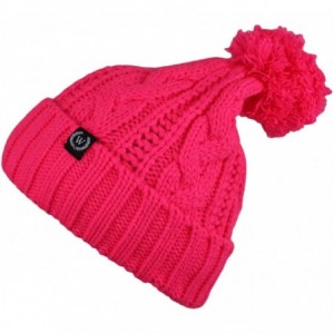 Skullies & Beanies Wonderful Fashion Trendy Winter Warm Soft Beanie Cable Knitted Hat Cap for Women - Pink - CP1256HCTPH $10.75