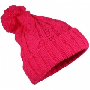 Skullies & Beanies Wonderful Fashion Trendy Winter Warm Soft Beanie Cable Knitted Hat Cap for Women - Pink - CP1256HCTPH $10.75