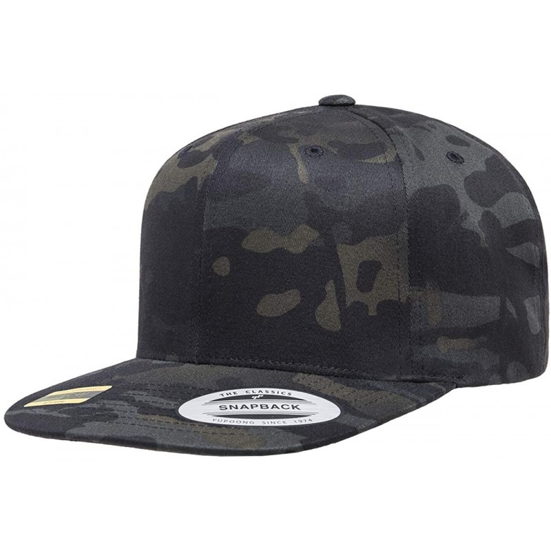 Baseball Caps Yupoong Premium Classic Snapback Hat - Flat Brim- Adjustable Ballcap w/Hat Liner - Multicam Black - CX18GZ26RAU...