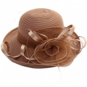 Sun Hats Womens Kentucky Derby Church Hat Wedding Tea Party Dress Sun Hat - Khaki - CZ18E6ZL8U7 $19.43