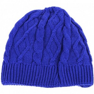 Skullies & Beanies Twist Knit Hat Women Skullies Beanie Fleece Ears Girl Warmer Cap Winter - Blue - CA12O1RN42U $10.39