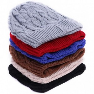 Skullies & Beanies Twist Knit Hat Women Skullies Beanie Fleece Ears Girl Warmer Cap Winter - Blue - CA12O1RN42U $10.39