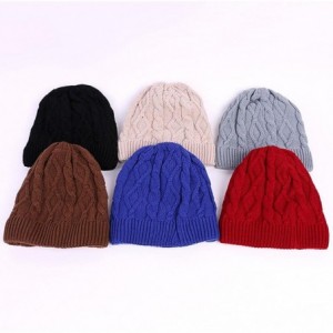 Skullies & Beanies Twist Knit Hat Women Skullies Beanie Fleece Ears Girl Warmer Cap Winter - Blue - CA12O1RN42U $10.39
