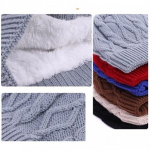 Skullies & Beanies Twist Knit Hat Women Skullies Beanie Fleece Ears Girl Warmer Cap Winter - Blue - CA12O1RN42U $10.39