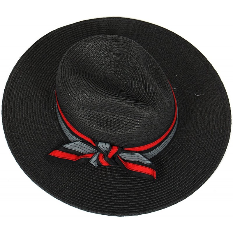Sun Hats Beach Sun Hats for Women Large Sized Paper Straw Wide Brim Summer Panama Fedora - Sun Protection - CX18ERH0H24 $12.23
