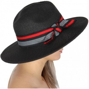 Sun Hats Beach Sun Hats for Women Large Sized Paper Straw Wide Brim Summer Panama Fedora - Sun Protection - CX18ERH0H24 $12.23