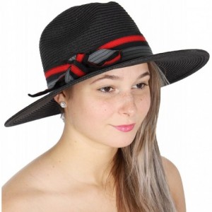 Sun Hats Beach Sun Hats for Women Large Sized Paper Straw Wide Brim Summer Panama Fedora - Sun Protection - CX18ERH0H24 $12.23