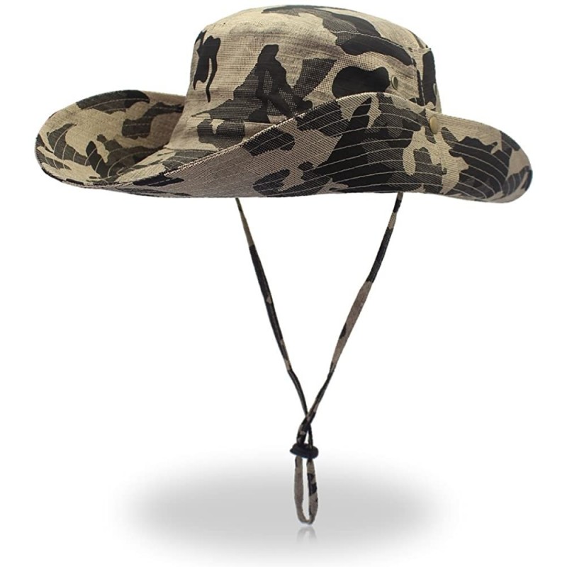 Sun Hats Wide Brim Sun Protection Bucket Hat Adjustable Outdoor Fishing - B10031-khaki Camo - CO18CWTEM8O $11.74