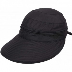Visors Women's UV Protection Wide Brim Summer 2in1 Visor Sun Hat - Black - CM12H9GGRHJ $26.85