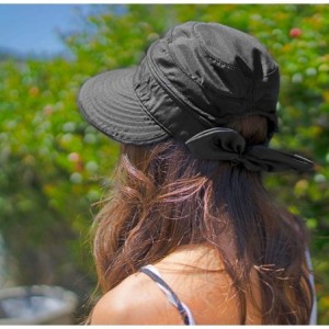 Visors Women's UV Protection Wide Brim Summer 2in1 Visor Sun Hat - Black - CM12H9GGRHJ $12.20