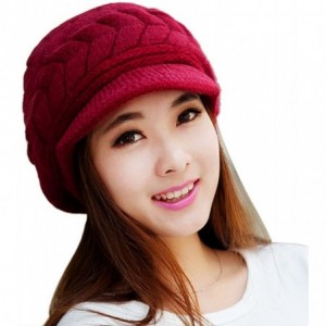 Skullies & Beanies 2018 Women Hat Winter Skullies Beanies Knitted Hats Rabbit Fur Cap - Red - CB18HYXGYY5 $10.20