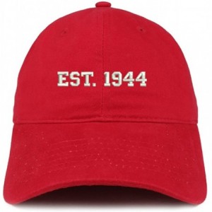 Baseball Caps EST 1944 Embroidered - 76th Birthday Gift Soft Cotton Baseball Cap - Red - CS18322T638 $21.10