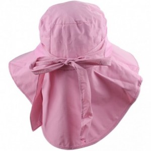 Sun Hats Women Wide Brim Floppy Mesh Beach Travel Sun Bowknot Face Neck UV Hat Visor Cap - Rose - C812D7V436R $10.91