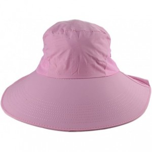 Sun Hats Women Wide Brim Floppy Mesh Beach Travel Sun Bowknot Face Neck UV Hat Visor Cap - Rose - C812D7V436R $10.91