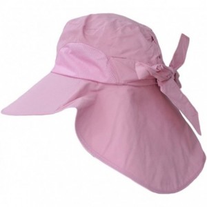 Sun Hats Women Wide Brim Floppy Mesh Beach Travel Sun Bowknot Face Neck UV Hat Visor Cap - Rose - C812D7V436R $10.91