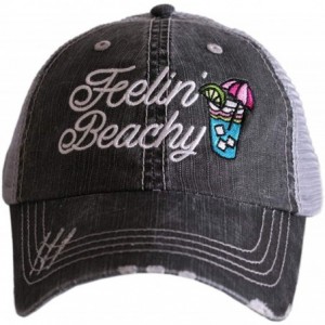 Baseball Caps Feelin' Beachy Baseball Hat - Trucker Hat for Women - Stylish Cute Beach Hats for Women - Gray - CH19655YG8G $4...