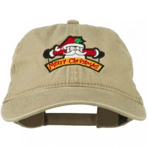 Baseball Caps Merry Christmas Santa Claus Embroidered Cotton Cap - Khaki - CH11ONZ96YL $28.25