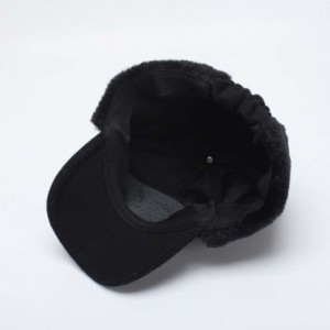 Skullies & Beanies Women's Ushanka Earflaps Flat Cap Winter Woolen Harajuku Bomber Trapper Russian Hats - Black - C8188XT5D9C...