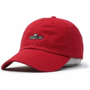 Baseball Caps Classic Washed Cotton Twill Low Profile Adjustable Baseball Cap - Bt Red - C212NFHRDSY $26.33