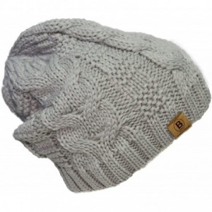 Skullies & Beanies Unisex Warm Chunky Soft Stretch Cable Knit Beanie Cap Hat - 102 Rose Grey - C31889ARUTE $10.86