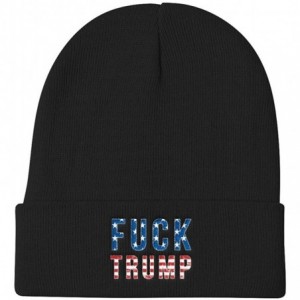 Skullies & Beanies Fuck Trump Knit Beanie - Black - CK12O5UULS6 $49.80