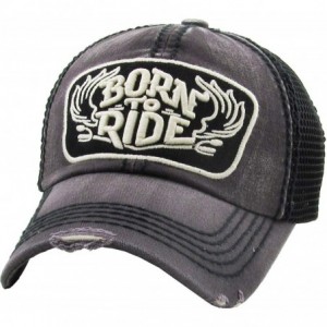 Baseball Caps Ride Caps Collection Distressed Baseball Cap Dad Hat Adjustable Unisex - (4.2) Dark Gray Born to Ride - C1125H6...