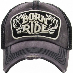 Baseball Caps Ride Caps Collection Distressed Baseball Cap Dad Hat Adjustable Unisex - (4.2) Dark Gray Born to Ride - C1125H6...