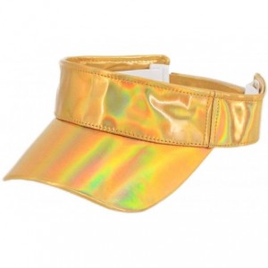 Visors Women Unisex PU Visors Wide Brim UV Protective Sportswear Visors Golf Tennis Sunhat - Gold - CI18Z0MZOQ7 $10.99