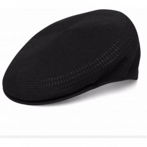 Newsboy Caps Men Mesh Flat Ivy Cap Newsboy Hat Vent-Air Cabbie Golf Hiking - Black - CA18EGE8Z2A $10.19