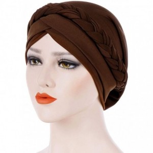 Skullies & Beanies Chemo Cancer Braid Turban Cap Ethnic Bohemia Twisted Hair Cover Wrap Turban Headwear - Coffee - CD18XMX3XR...