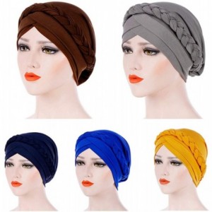 Skullies & Beanies Chemo Cancer Braid Turban Cap Ethnic Bohemia Twisted Hair Cover Wrap Turban Headwear - Coffee - CD18XMX3XR...