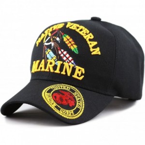 Baseball Caps 1100 Official Licensed Native Veteran Military Embroidered Cap - Black-marine - C412O4D0OPU $24.41
