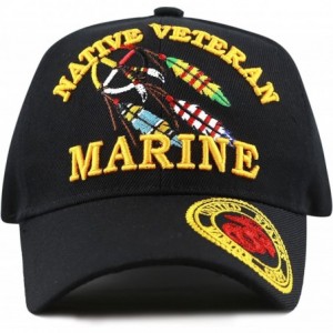 Baseball Caps 1100 Official Licensed Native Veteran Military Embroidered Cap - Black-marine - C412O4D0OPU $12.68