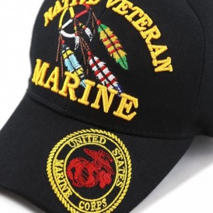 Baseball Caps 1100 Official Licensed Native Veteran Military Embroidered Cap - Black-marine - C412O4D0OPU $12.68