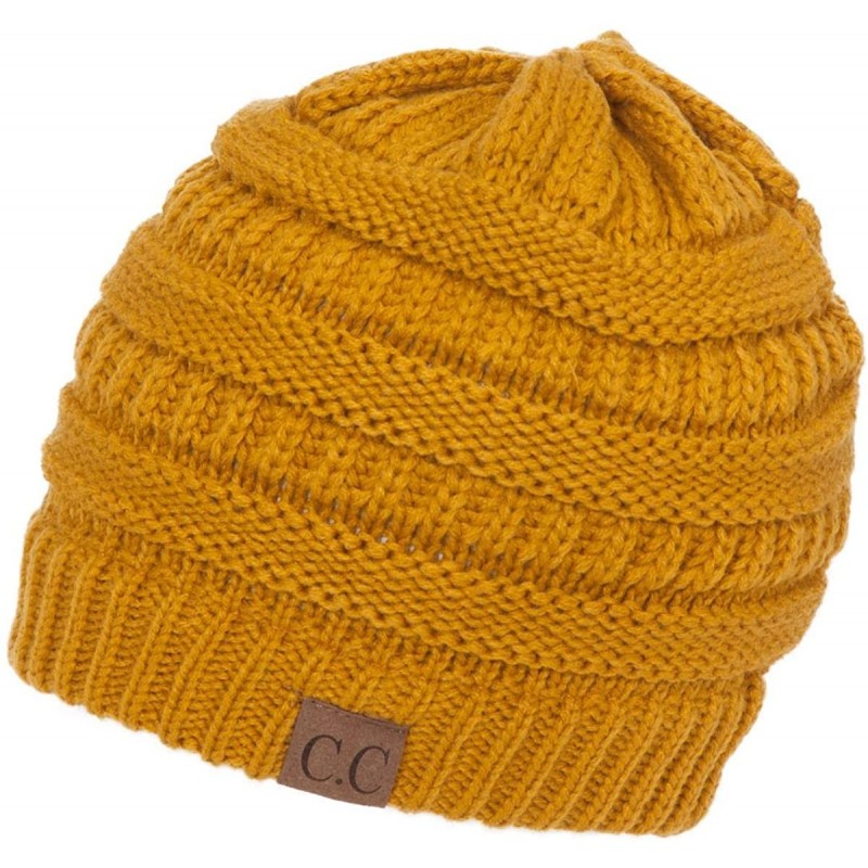 Skullies & Beanies Women's Thick Knit Beanie- Mustard - CB187EYCIGY $8.08