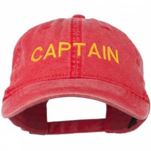 Baseball Caps Captain Embroidered Low Profile Washed Cap - Red - CY11MJ3UOBD $17.66