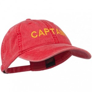 Baseball Caps Captain Embroidered Low Profile Washed Cap - Red - CY11MJ3UOBD $17.66