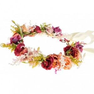 Headbands Handmade Rose Flower Wreath Crown Halo for Wedding Festivals - A - C0193ZZQ9UY $13.13