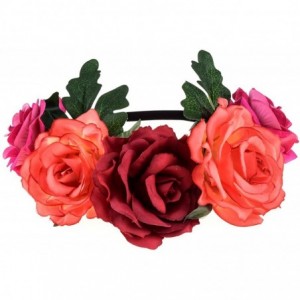 Headbands Day of The Dead Headband Costume Rose Flower Crown Mexican Headpiece BC40 - Rose Leaf - CP187CM5X67 $10.18