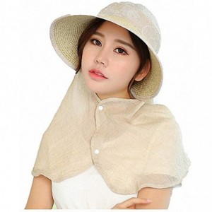 Sun Hats Women's UPF+50 Sun Visor Detachable Flap Hat Foldable Wide Brimmed UV Protection Hat - Q2-18kakhi - CP1963MDRG7 $13.05