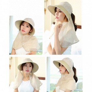 Sun Hats Women's UPF+50 Sun Visor Detachable Flap Hat Foldable Wide Brimmed UV Protection Hat - Q2-18kakhi - CP1963MDRG7 $13.05