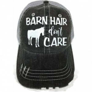 Baseball Caps White Glitter Barn Hair Don't Care Distressed Look Grey Trucker Cap Hat Farm - CU12O30RSPG $42.64